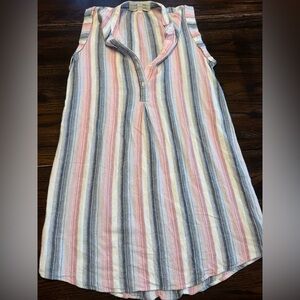 Cloth & Stone Anthropologie Striped Sleeveless Tunic Top Small Rayon Linen